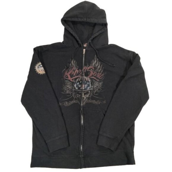 Harley-Davidson Other - Harley Davidson Full Zip Hooded Jacket XL Y2K Skull Biker Skater Punk Kid Rock